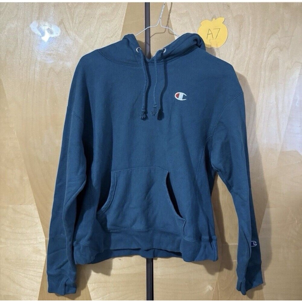 3/$15 Vintage Champion Womens Sweater M Medium Blue Green Pullover Hoodie